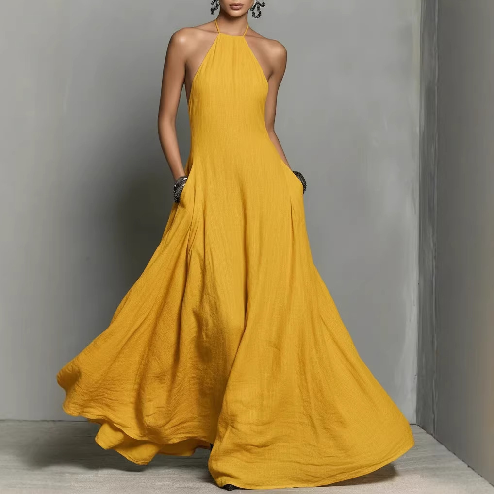 Paloma | Halter Neck Linen Maxi Dress oaklynwear
