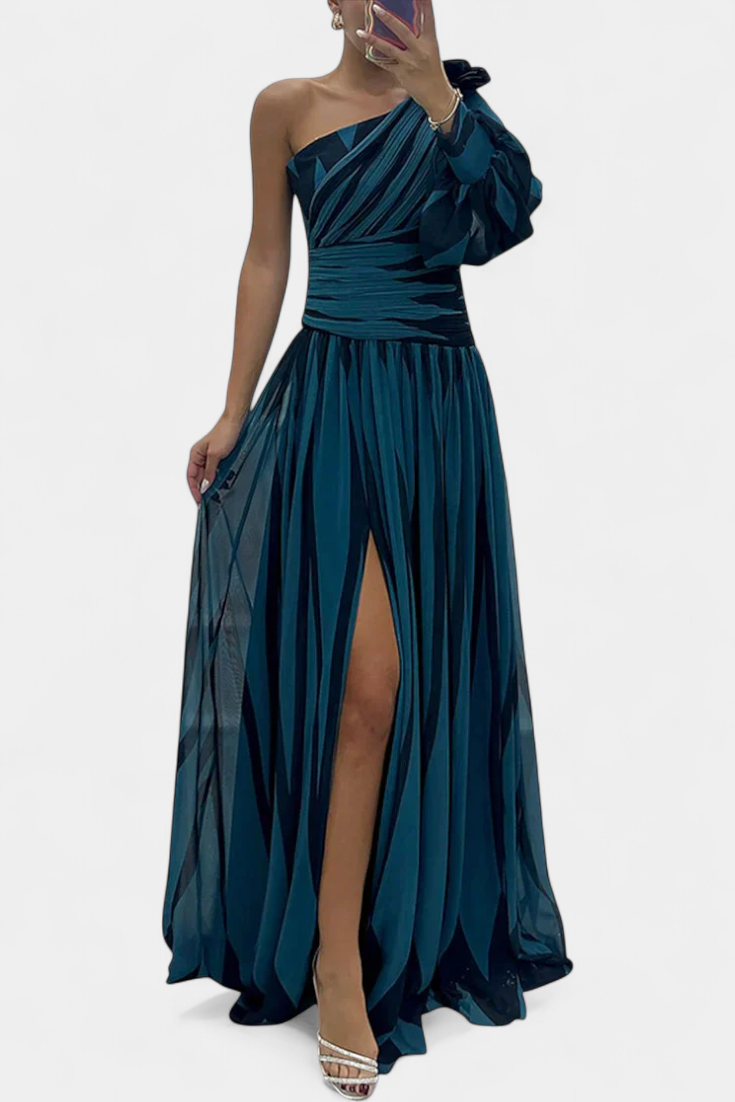 Zephyr | One-Shoulder Striped Maxi Dress oaklynwear