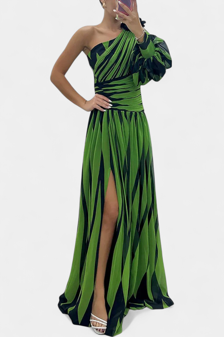 Zephyr | One-Shoulder Striped Maxi Dress oaklynwear