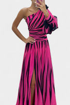 Zephyr | One-Shoulder Striped Maxi Dress oaklynwear