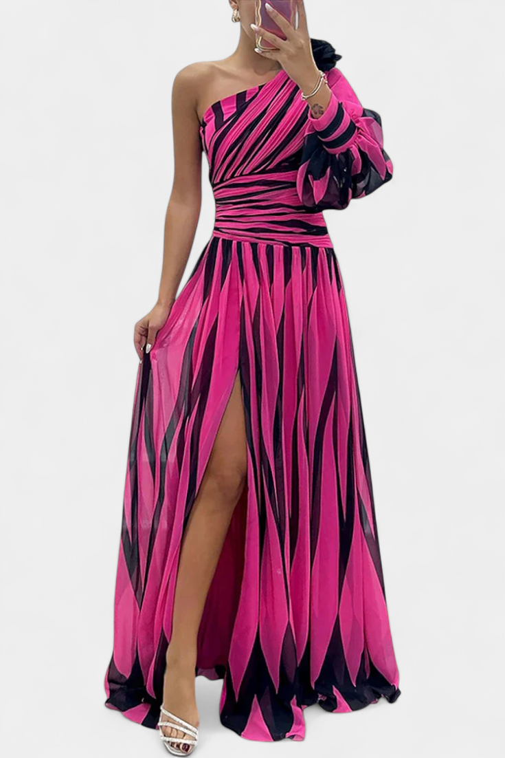 Zephyr | One-Shoulder Striped Maxi Dress oaklynwear