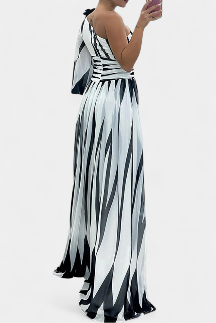 Zephyr | One-Shoulder Striped Maxi Dress oaklynwear