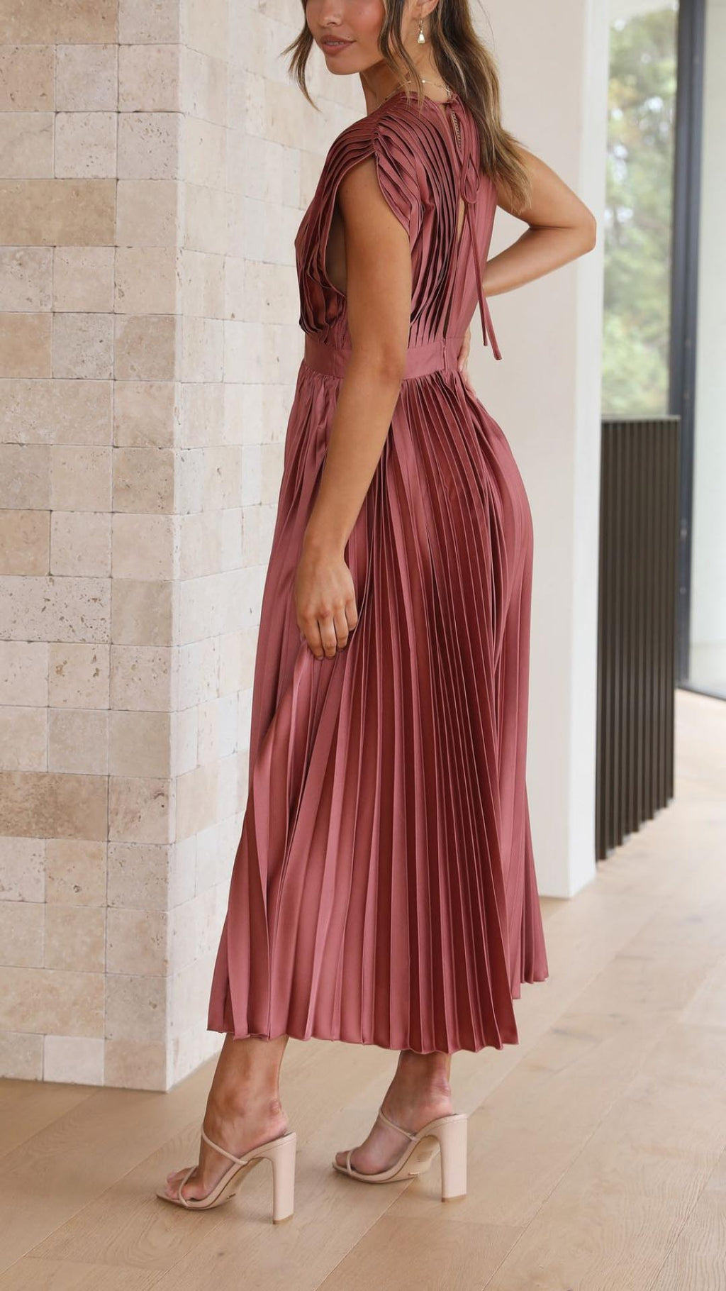 Tie Front Pleated Midi Dress – Women's Casual Summer Dress | Juliette oaklynwear