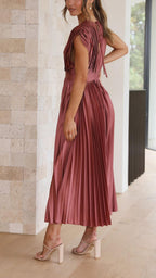 Tie Front Pleated Midi Dress – Women's Casual Summer Dress | Juliette oaklynwear