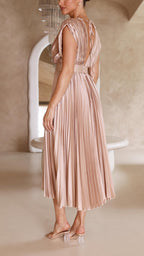 Tie Front Pleated Midi Dress – Women's Casual Summer Dress | Juliette oaklynwear