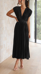Tie Front Pleated Midi Dress – Women's Casual Summer Dress | Juliette oaklynwear