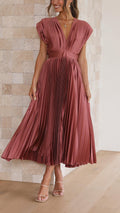 Tie Front Pleated Midi Dress – Women's Casual Summer Dress | Juliette oaklynwear