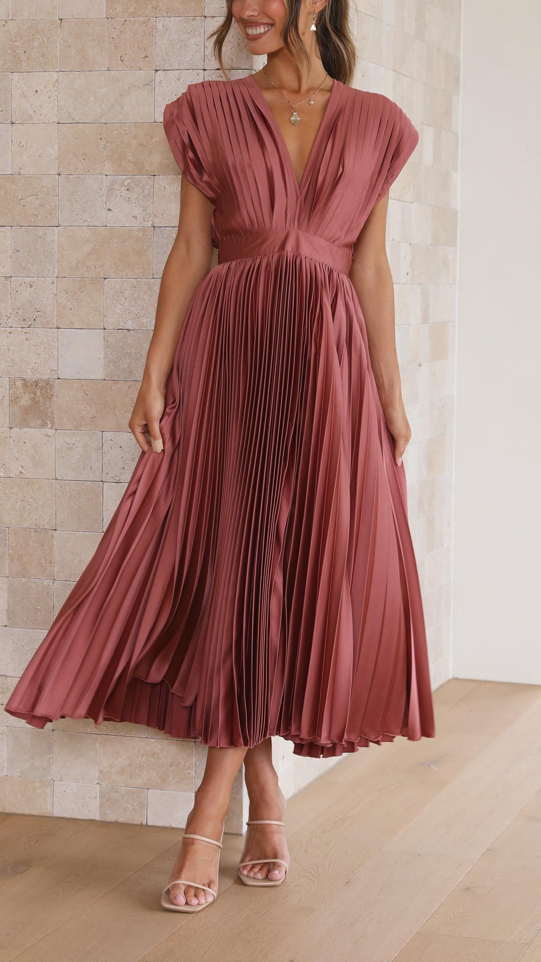 Tie Front Pleated Midi Dress – Women's Casual Summer Dress | Juliette oaklynwear