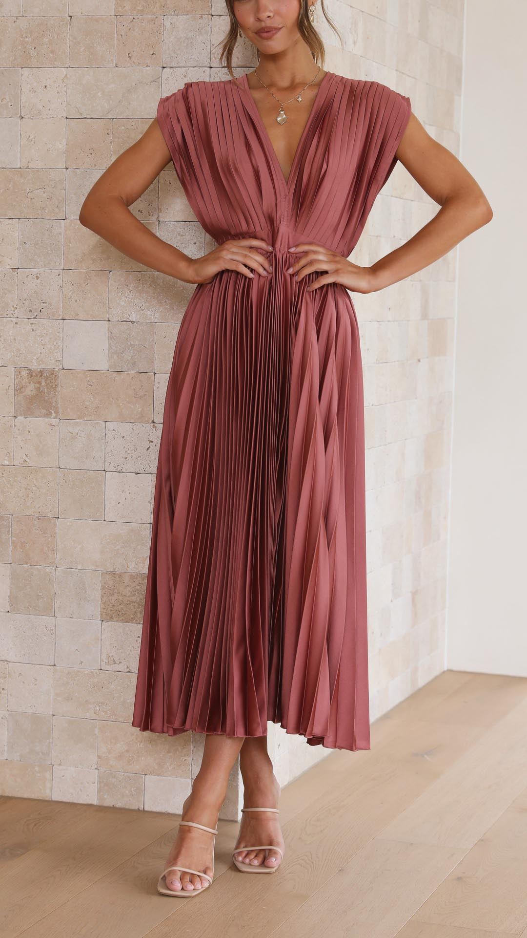 Tie Front Pleated Midi Dress – Women's Casual Summer Dress | Juliette oaklynwear