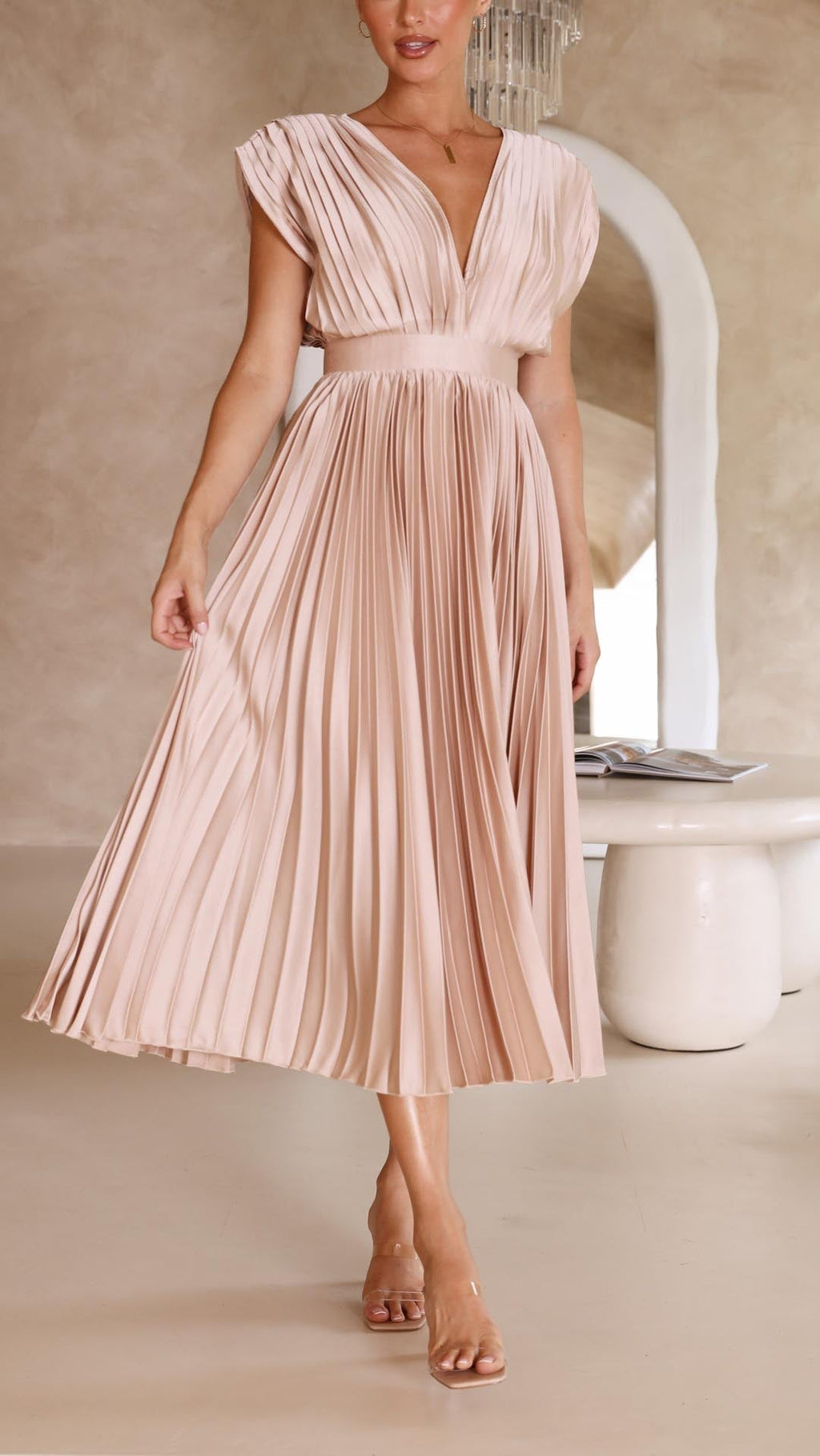Tie Front Pleated Midi Dress – Women's Casual Summer Dress | Juliette oaklynwear