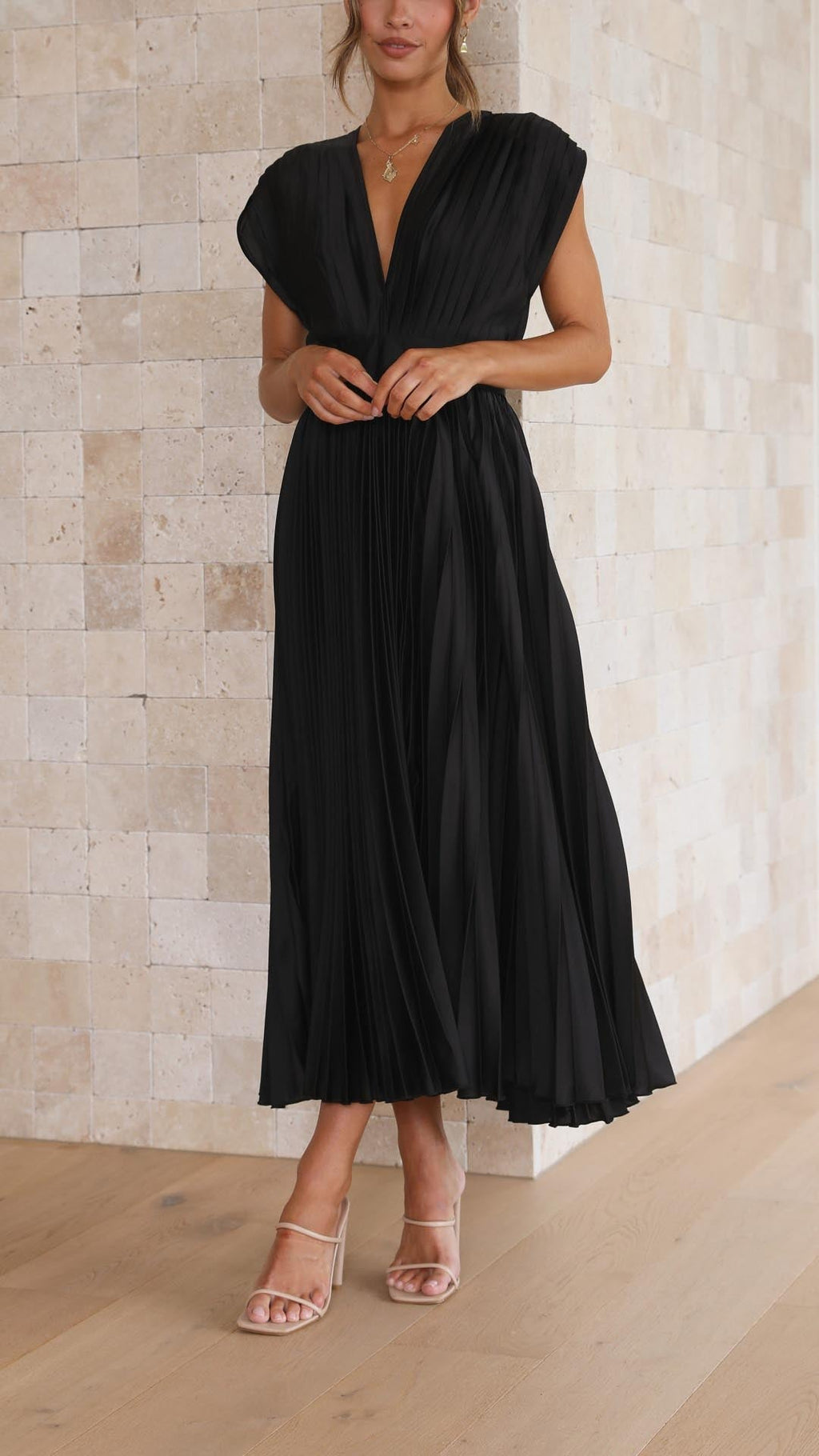 Tie Front Pleated Midi Dress – Women's Casual Summer Dress | Juliette oaklynwear