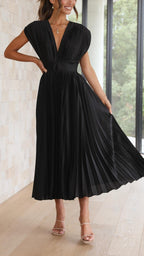 Tie Front Pleated Midi Dress – Women's Casual Summer Dress | Juliette oaklynwear
