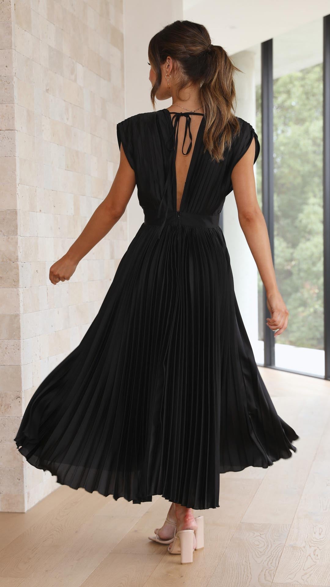 Tie Front Pleated Midi Dress – Women's Casual Summer Dress | Juliette oaklynwear