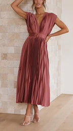 Tie Front Pleated Midi Dress – Women's Casual Summer Dress | Juliette oaklynwear