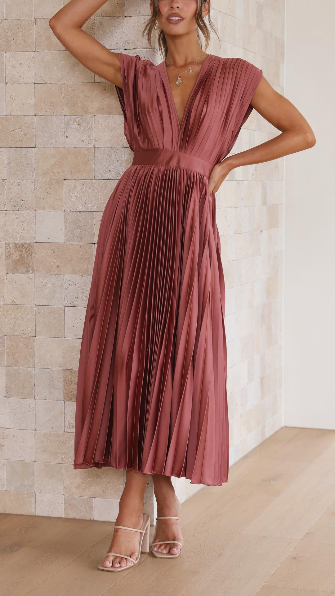 Tie Front Pleated Midi Dress – Women's Casual Summer Dress | Juliette oaklynwear