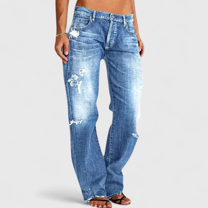 Sadie | Women's Low Rise Distressed Straight Leg Jeans oaklynwear