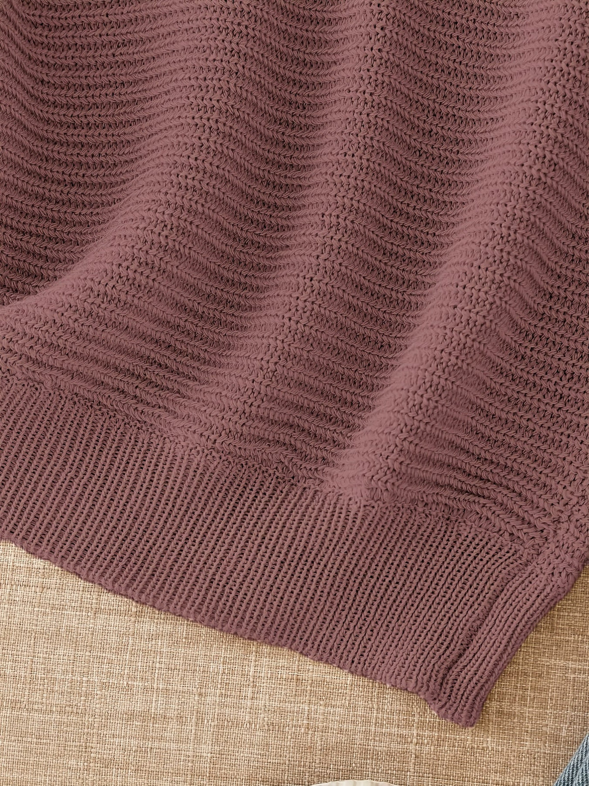 Women's beige open knit sweater with boat neckline and elbow-length dolman sleeves - view 12