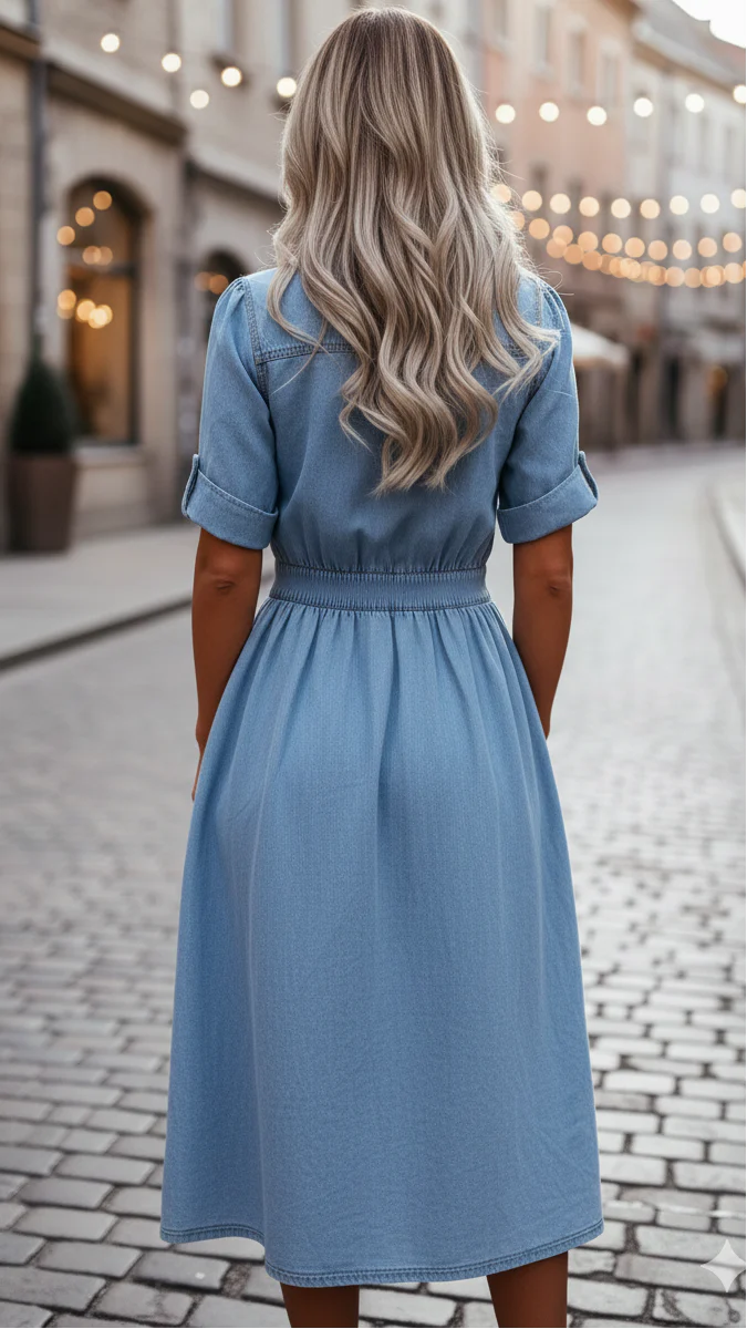 Isla | Belted Denim Shirt Midi Dress oaklynwear