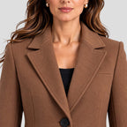 Tailored long coat with notch lapels, two-button front and flap pockets - view 10