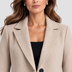 Tailored long coat with notch lapels, two-button front and flap pockets - view 13