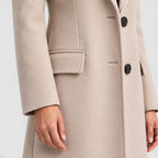 Tailored long coat with notch lapels, two-button front and flap pockets - view 15