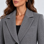 Tailored long coat with notch lapels, two-button front and flap pockets - view 20
