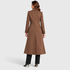 Tailored long coat with notch lapels, two-button front and flap pockets - view 7
