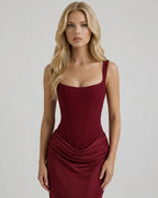 Cerene | Corset Lace-Up Maxi Dress oaklynwear