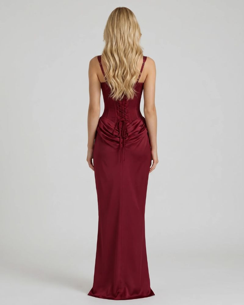 Cerene | Corset Lace-Up Maxi Dress oaklynwear