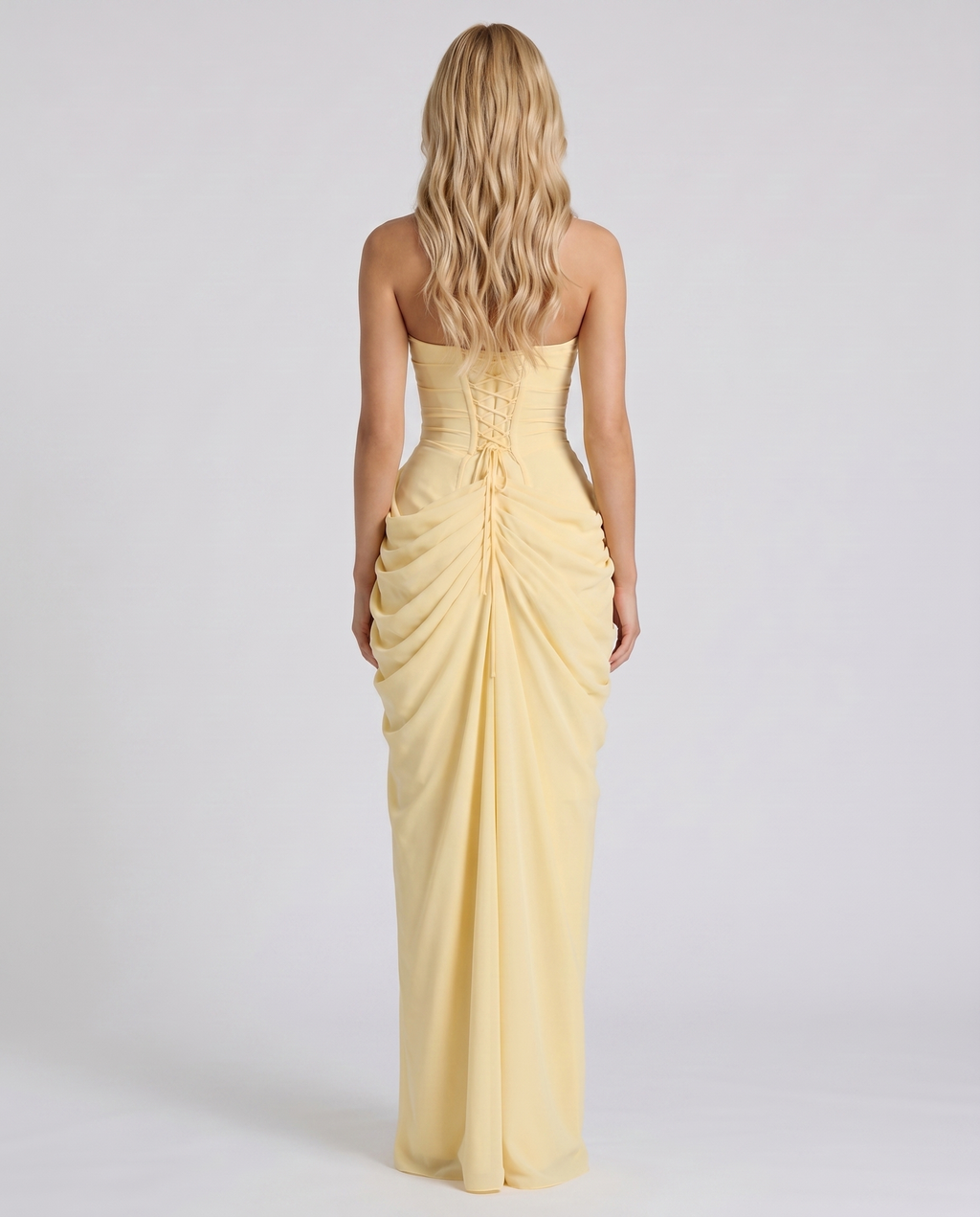 Cyrana Ruched Maxi Dress - Yellow oaklynwear