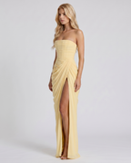 Cyrana Ruched Maxi Dress - Yellow oaklynwear