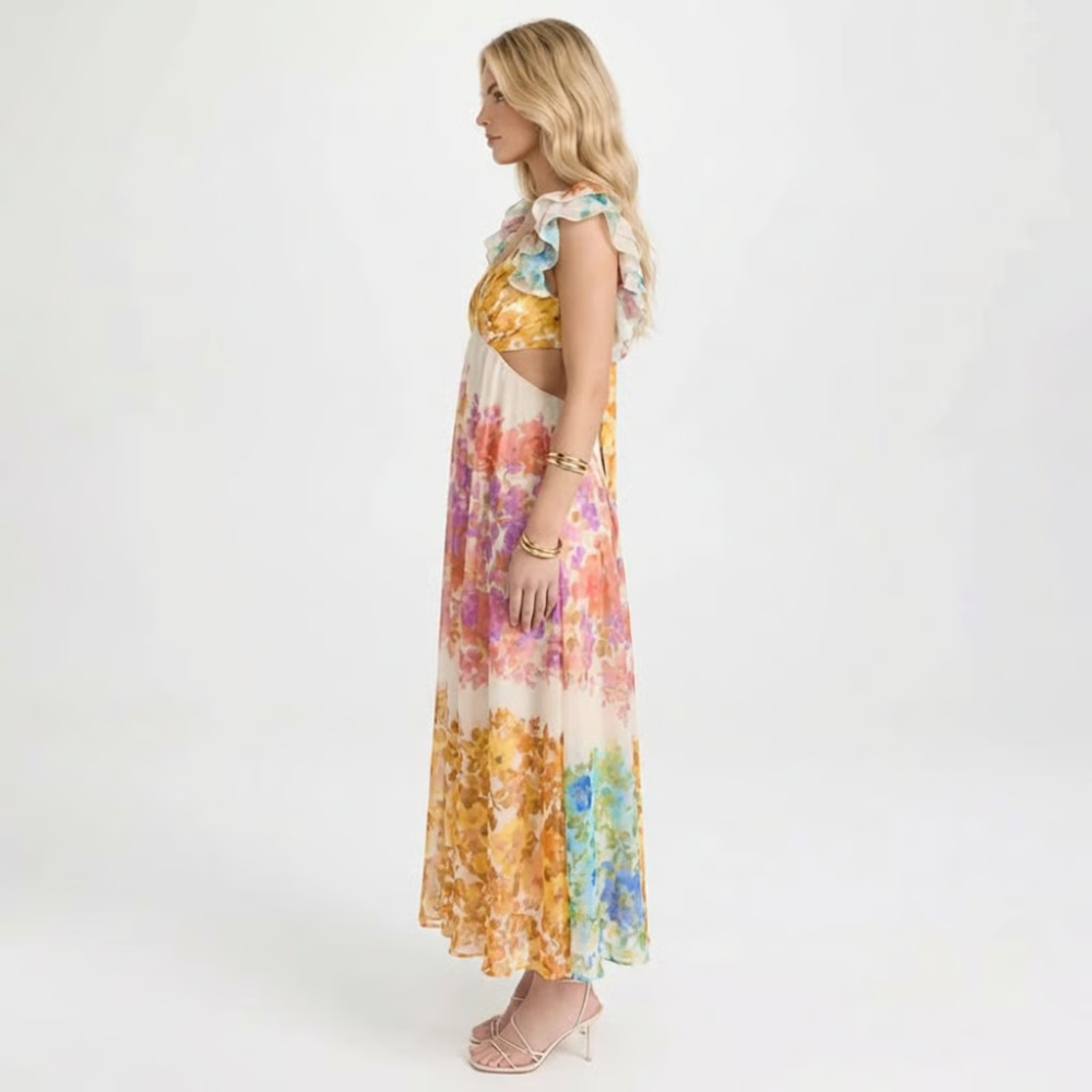 Liana | Floral Ruffle Maxi Dress oaklynwear