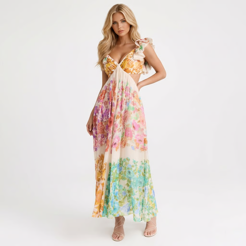 Liana | Floral Ruffle Maxi Dress oaklynwear