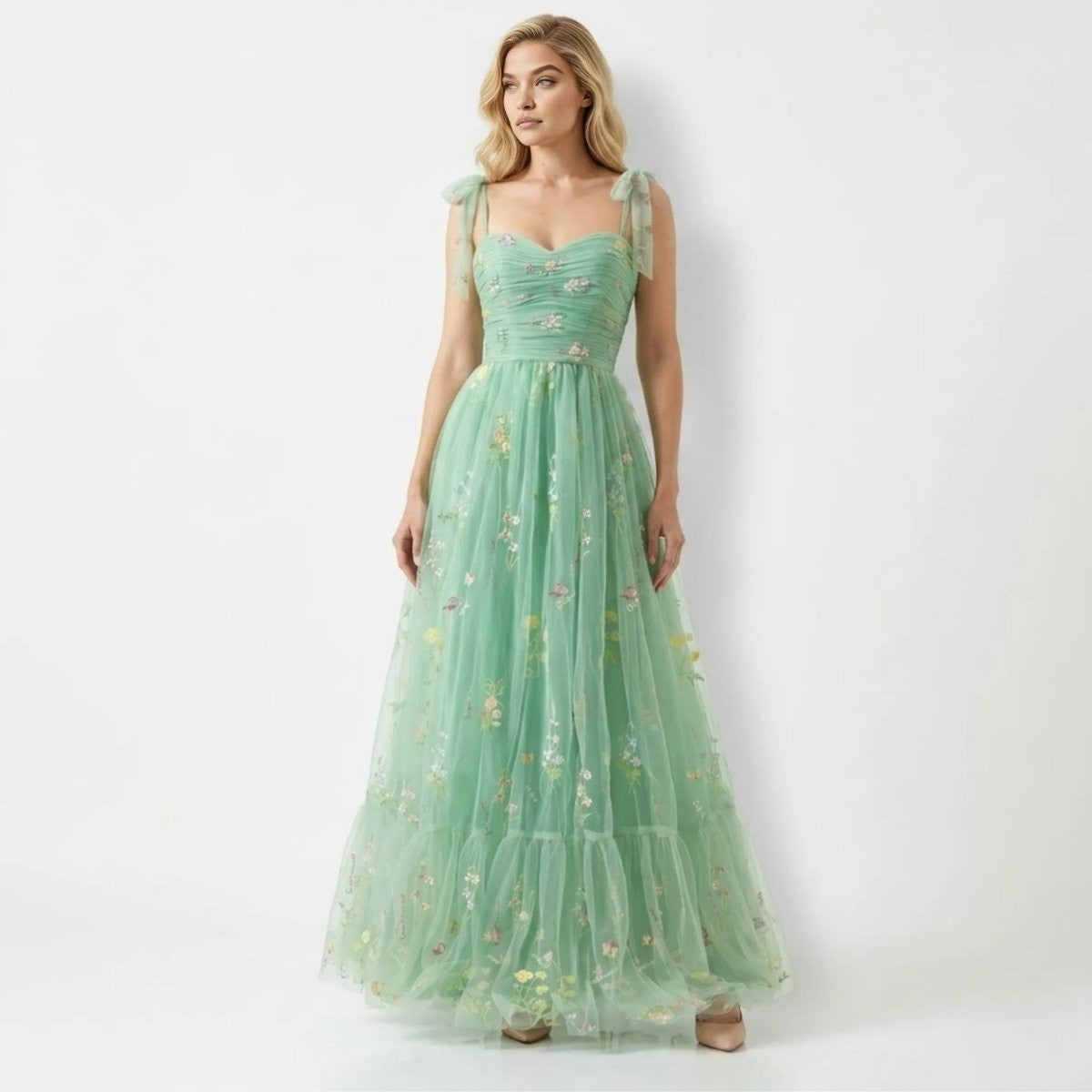 Kensington | Embroidered Tulle Maxi Gown oaklynwear
