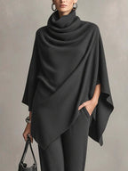 Kiara draped knit cowl neck top and wide leg pants set - view 2