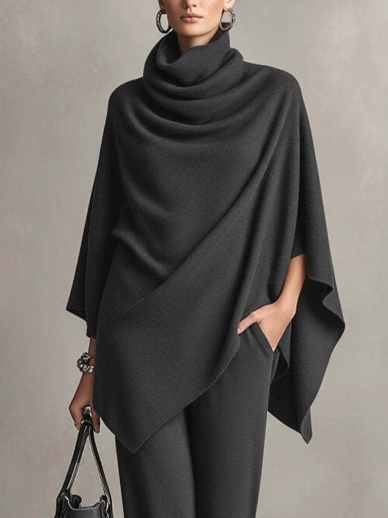 Kiara draped knit cowl neck top and wide leg pants set - view 2
