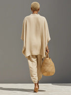 Nadia | Women's Neutral Linen Set With Asymmetric Hem & Minimalist Design oaklynwear