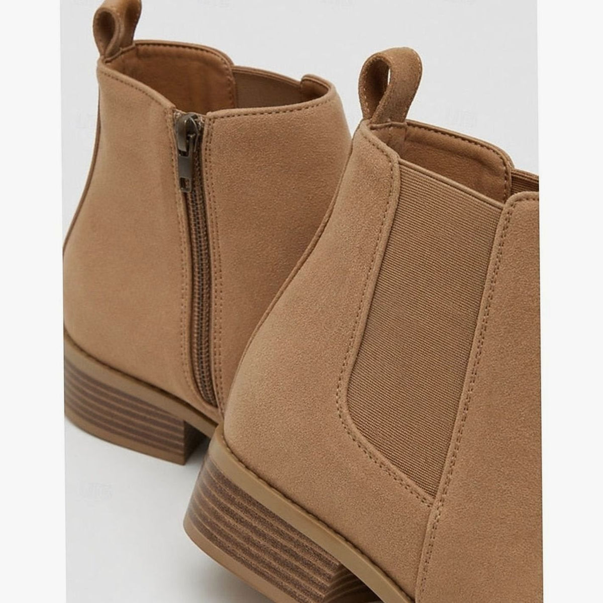 Women's suede-look Chelsea ankle boots with pointed toe and low block heel - view 10