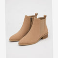 Women's suede-look Chelsea ankle boots with pointed toe and low block heel - view 2