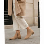 Women's suede-look Chelsea ankle boots with pointed toe and low block heel - view 8