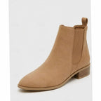 Women's suede-look Chelsea ankle boots with pointed toe and low block heel - view 9