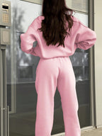 Matching gray half zip pullover and joggers sweat set - view 10