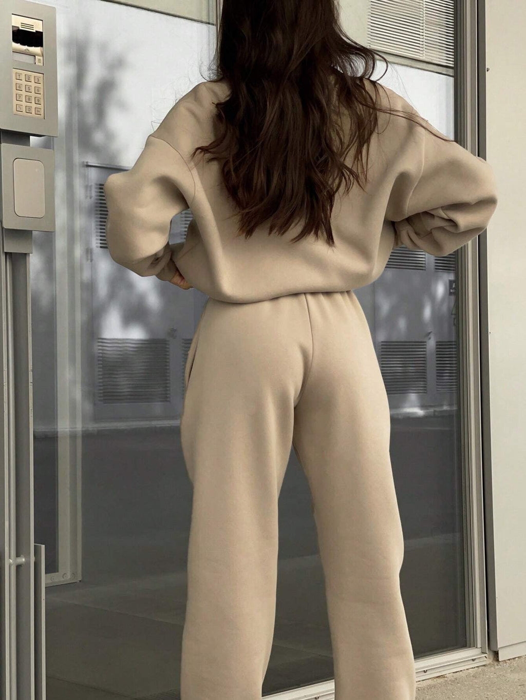 Matching gray half zip pullover and joggers sweat set - view 14