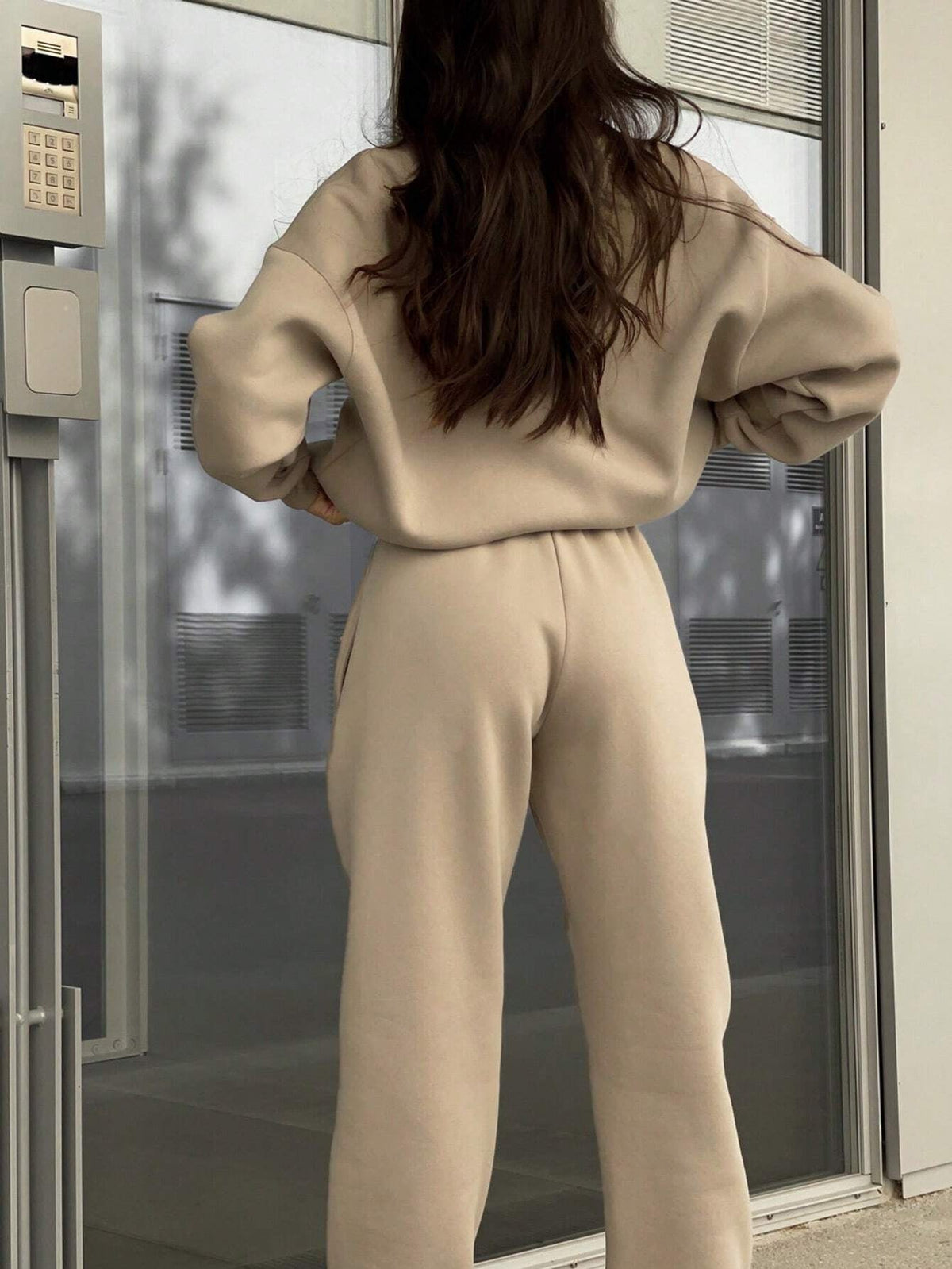 Matching gray half zip pullover and joggers sweat set - view 14