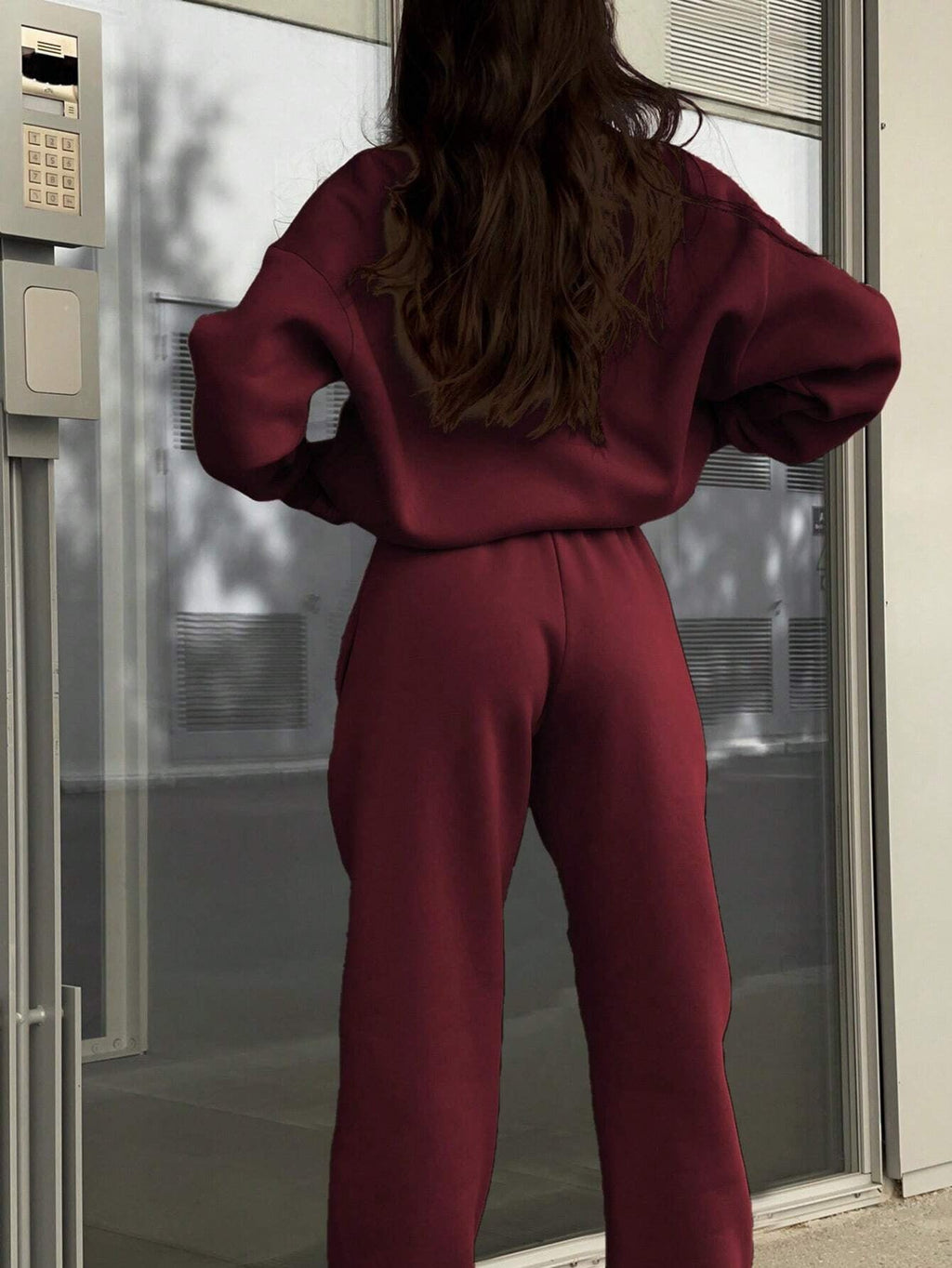 Matching gray half zip pullover and joggers sweat set - view 17