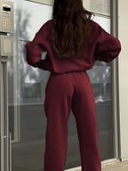 Matching gray half zip pullover and joggers sweat set - view 17