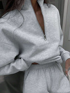Matching gray half zip pullover and joggers sweat set - view 4