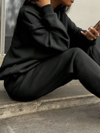 Matching gray half zip pullover and joggers sweat set - view 5