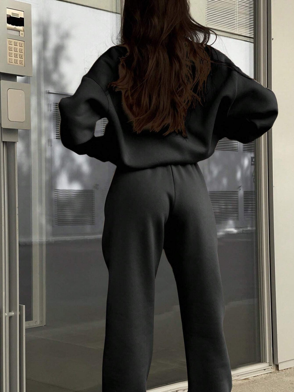 Matching gray half zip pullover and joggers sweat set - view 8