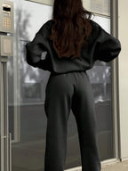 Matching gray half zip pullover and joggers sweat set - view 8